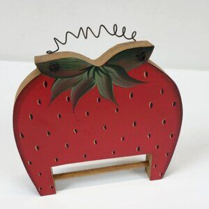 Vintage Wall Hanging Strawberry Wooden Hand Painted Cottage Decor